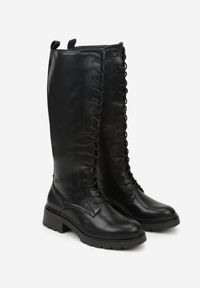 Born2be - Czarne Kozaki w Stylu Workerów Cahrarah. Okazja: na co dzień. Kolor: czarny. Materiał: jeans. Styl: klasyczny, casual #4