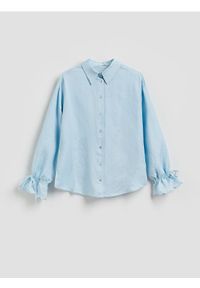 Reserved - Koszula z lnem - jasnoniebieski. Kolor: niebieski. Materiał: len