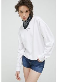 Tommy Jeans bluza damska kolor biały z nadrukiem. Kolor: biały. Materiał: bawełna, dzianina. Wzór: nadruk #2