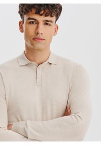 Pako Lorente - Sweter polo w kolorze beżowym. Okazja: na co dzień. Typ kołnierza: polo. Kolor: beżowy. Materiał: poliamid, wiskoza. Sezon: jesień. Styl: casual #7