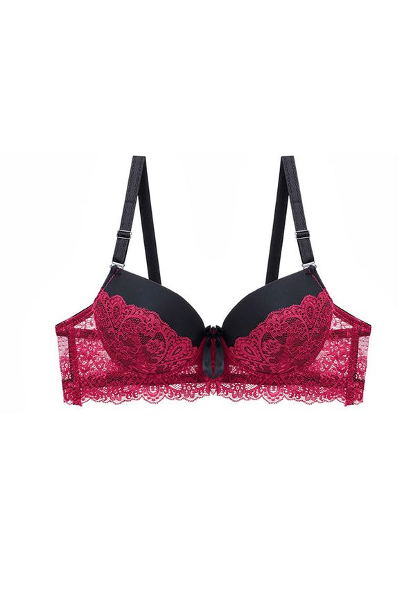 Intica - Biustonosz modelujący z koronką regulowany Laskarouda. Kolor: czerwony. Materiał: koronka. Wzór: koronka