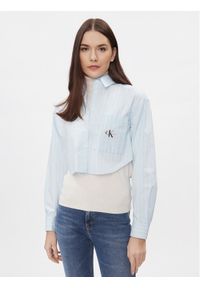 Calvin Klein Jeans Koszula J20J222614 Niebieski Cropped Fit. Kolor: niebieski. Materiał: bawełna