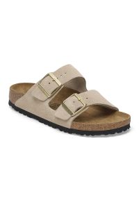 Birkenstock - Klapki damskie BIRKENSTOCK Arizona LEVE Sandcastle. Okazja: na plażę. Kolor: beżowy. Materiał: materiał. Wzór: paski. Sezon: lato. Styl: elegancki, klasyczny #3