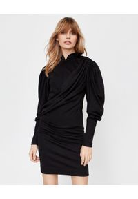 ISABEL MARANT - Czarna sukienka Divya. Kolor: czarny. Materiał: bawełna, wełna. Długość rękawa: długi rękaw. Styl: wizytowy