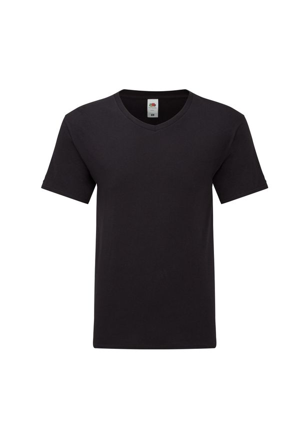 FRUIT OF THE LOOM - Koszulka Unisex Dla Dorosłych Z Dekoltem W Serek. Typ kołnierza: dekolt w serek. Kolor: czarny