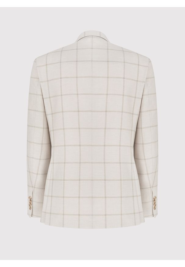 Pako Lorente - PAKO LORENTE – Beżowa marynarka męska w kratę Windowpane. Kolor: beżowy. Materiał: tkanina. Wzór: kratka. Styl: elegancki