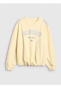 4f - 4F Bluza dresowa nierozpinana bez kaptura damska - żółta M. Typ kołnierza: bez kaptura. Kolor: żółty. Materiał: dresówka