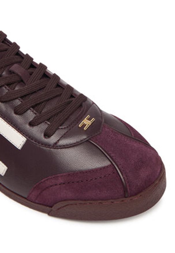 Elisabetta Franchi Sneakersy SA-82G-56E2-V400 Bordowy. Kolor: czerwony. Materiał: skóra