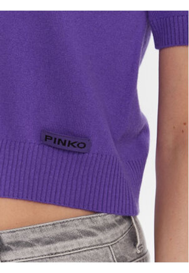 Pinko - PINKO Sweter Gorgona 105450 A2Q9 Fioletowy Regular Fit. Kolor: fioletowy. Materiał: wełna