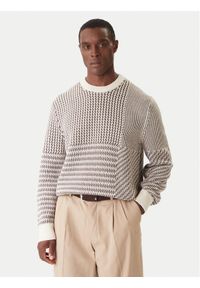 Calvin Klein Sweter LV04LD306G Beżowy Regular Fit. Kolor: beżowy. Materiał: wełna #1