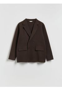 Reserved - Kardigan z domieszką wełny - ciemnobrązowy. Kolor: brązowy. Materiał: wełna #1