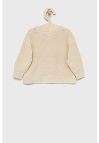 GAP Sweter bawełniany dziecięcy kolor kremowy. Kolor: beżowy. Materiał: bawełna. Wzór: ze splotem