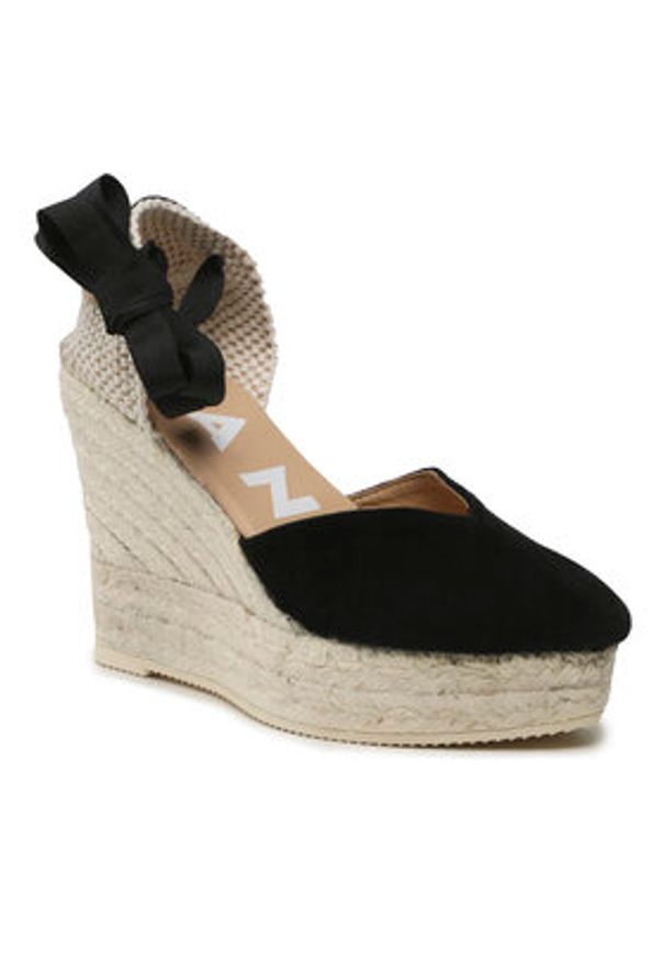 Manebi Espadryle Heart-Shaped Wedge Espadrilles K 1.0 WH Czarny. Kolor: czarny. Materiał: zamsz, skóra