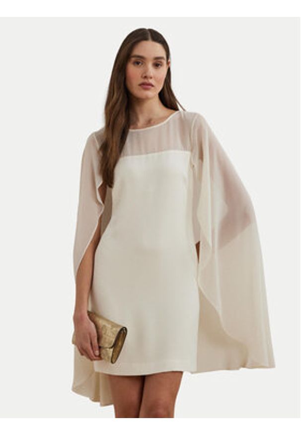 Lauren Ralph Lauren - LAUREN RALPH LAUREN Sukienka koktajlowa 253963771001 Écru Regular Fit. Materiał: syntetyk. Styl: wizytowy