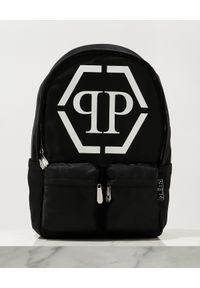 Philipp Plein - PHILIPP PLEIN - Czarny plecak z logotypem. Kolor: czarny. Materiał: nylon. Wzór: aplikacja #6