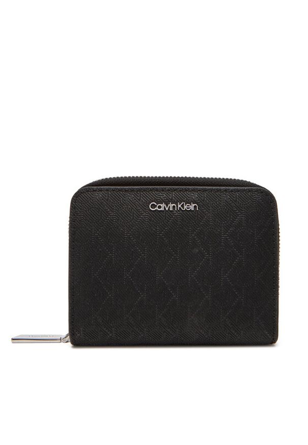 Calvin Klein Mały Portfel Damski Ck Must Aop Md Zip Around W Flap LV04F1037G Czarny. Kolor: czarny. Materiał: skóra
