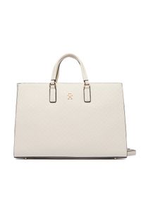 TOMMY HILFIGER - Tommy Hilfiger Torebka Th Daily Satchel Mono AW0AW18418 Écru. Materiał: skórzane #1