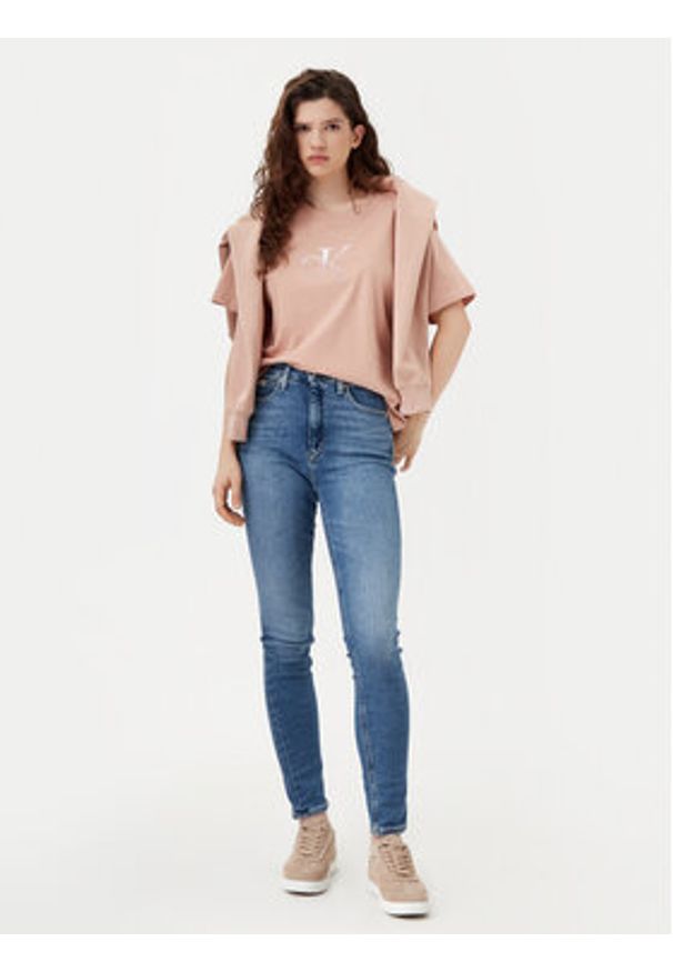 Calvin Klein Jeans T-Shirt Monologo J20J224798 Beżowy Relaxed Fit. Kolor: beżowy. Materiał: bawełna