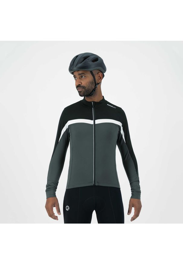 ROGELLI - Koszulka rowerowa męska Rogelli COURSE z długim rękawem, ocieplana. Kolor: biały, szary, wielokolorowy, czarny. Długość rękawa: długi rękaw. Długość: długie. Sport: kolarstwo