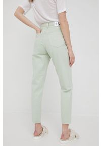 Calvin Klein Jeans jeansy damskie high waist. Stan: podwyższony. Kolor: zielony