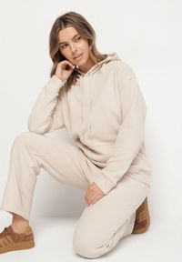 Born2be - Beżowy Bawełniany Komplet Dresowy z Bluzą i Spodniami Zansira. Kolor: beżowy. Materiał: dresówka, bawełna #5