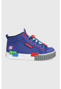 skechers - Skechers sneakersy dziecięce. Nosek buta: okrągły. Zapięcie: sznurówki. Kolor: niebieski. Materiał: guma. Szerokość cholewki: normalna