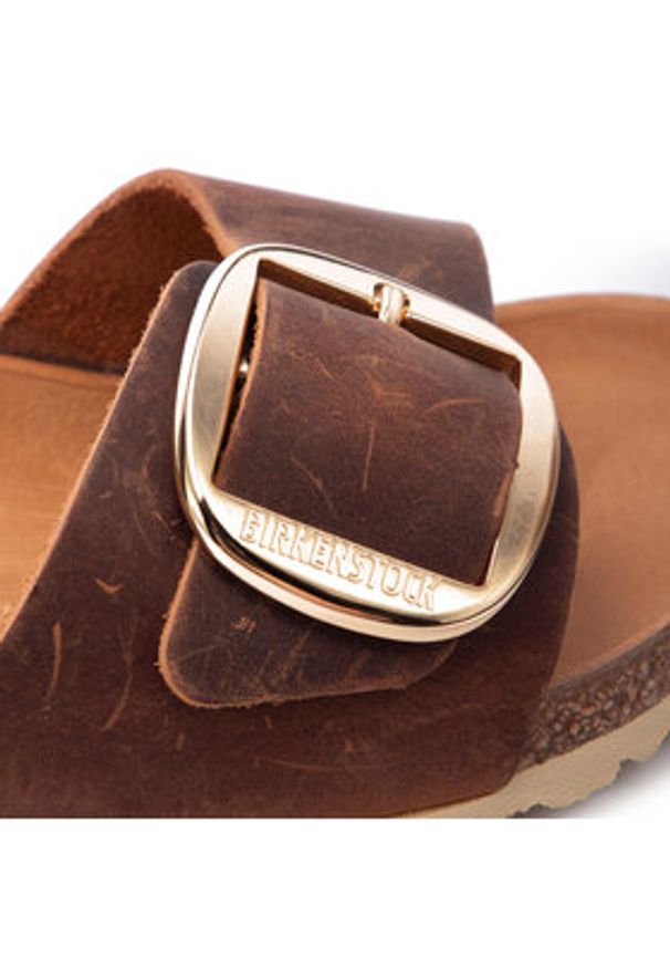Birkenstock Klapki Madrid Big Buckle 1006525 Brązowy. Kolor: brązowy. Materiał: skóra, nubuk