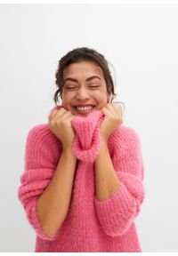 bonprix - Sweter z golfem oversize. Typ kołnierza: golf. Kolor: różowy #2