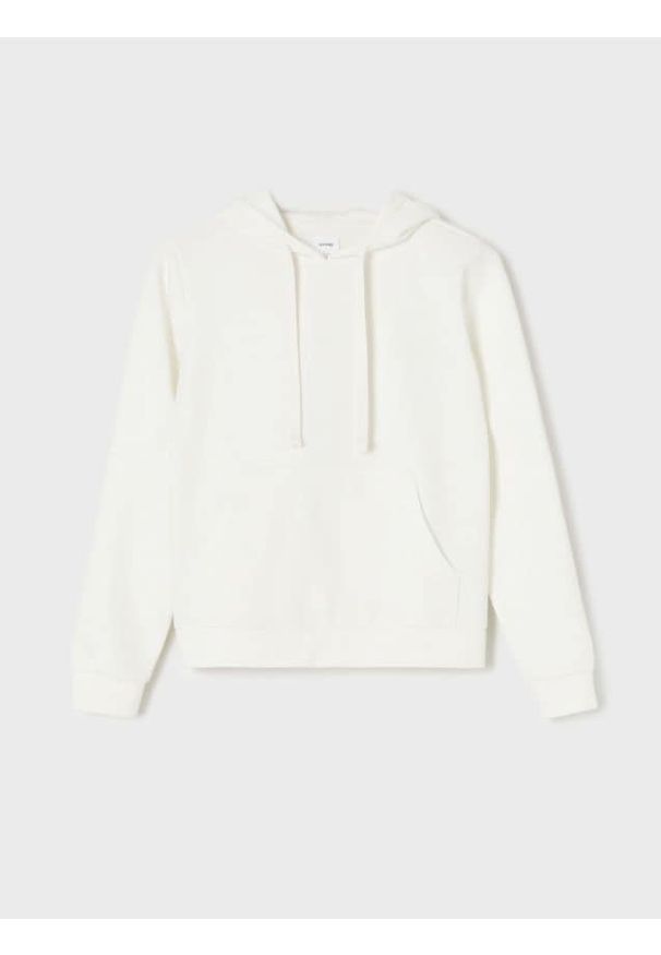 Sinsay - Dresowa bluza hoodie z kieszenią - kremowy. Kolor: kremowy. Materiał: dresówka
