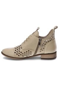 Beżowe Botki Armodo Eleganckie Obuwie Damskie. Okazja: na co dzień. Kolor: beżowy. Styl: elegancki