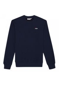 Bluza męska do biegan Fila Leverano Regular Crew Sweat granatowa. Kolor: niebieski