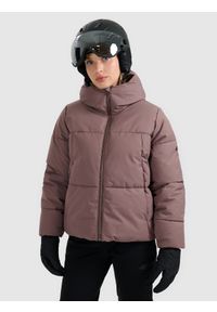 4f - 4F Kurtka narciarska membrana 5000 damska - brązowa L. Kolor: brązowy. Materiał: poliester, materiał. Wzór: gładki. Sezon: zima #1