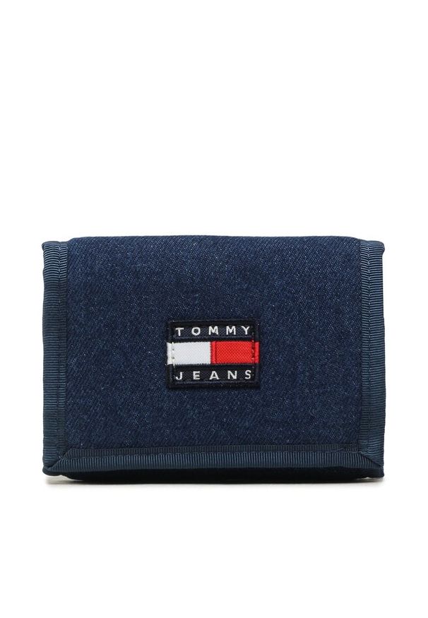 Duży Portfel Męski Tommy Jeans. Kolor: niebieski. Materiał: denim