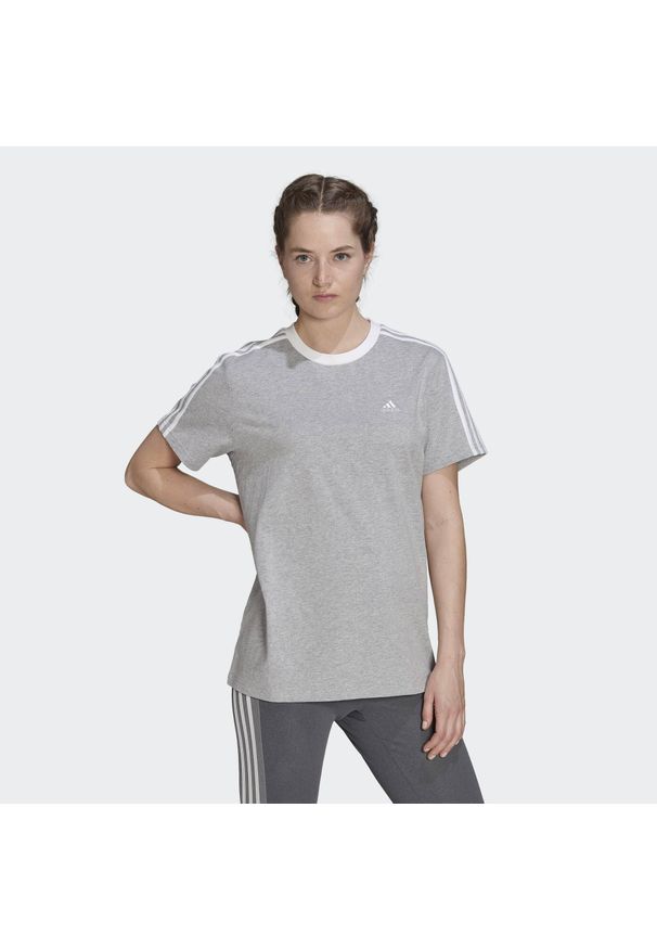 Koszulka fitness damska Adidas Essentials 3-Stripes Tee. Kolor: szary, biały, wielokolorowy. Sport: fitness