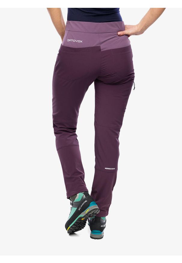 ORTOVOX - Spodnie softshell damskie Ortovox Pala Pants. Kolor: fioletowy. Materiał: softshell. Sezon: lato. Sport: turystyka piesza