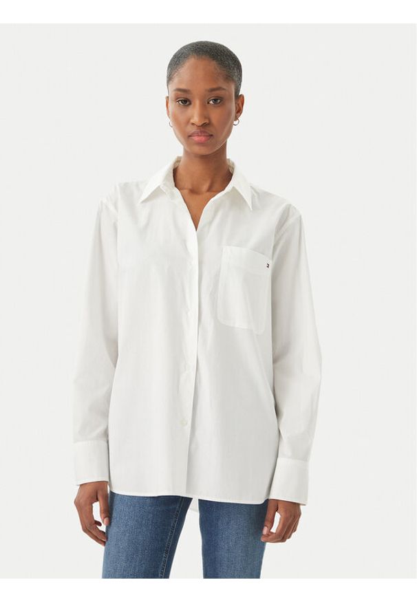 TOMMY HILFIGER - Tommy Hilfiger Koszula WW0WW45612 Biały Regular Fit. Kolor: biały. Materiał: bawełna