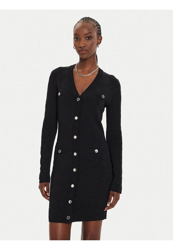 Pinko - PINKO Sukienka dzianinowa Solfitaggio Abito 103974 A21T Czarny Slim Fit. Kolor: czarny. Materiał: lyocell