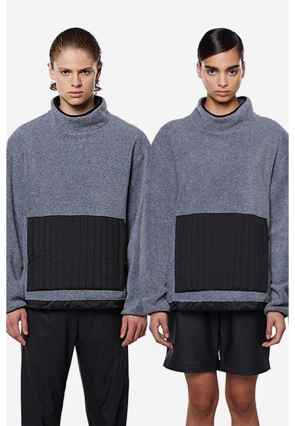 Rains bluza Fleece High Neck 1850 kolor szary wzorzysta 1850.HEATHERGREY. Kolor: szary. Materiał: polar