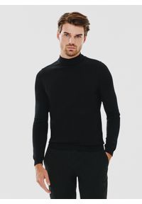 Pako Lorente - PAKO LORENTE – Czarny gładki półgolf męski. Kolor: czarny. Materiał: wiskoza, nylon. Wzór: gładki. Sezon: jesień