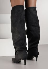 Renee - Czarne Kozaki na Niskim Obcasie z Cholewką Slouchy Sediella. Zapięcie: bez zapięcia. Kolor: czarny. Materiał: jeans, futro. Szerokość cholewki: normalna. Obcas: na obcasie. Wysokość obcasa: niski #6