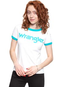 Wrangler - WRANGLER T SHIRT DAMSKI SS RINGER TEE OFF WHITE W7Z3EV737. Wzór: kolorowy #5