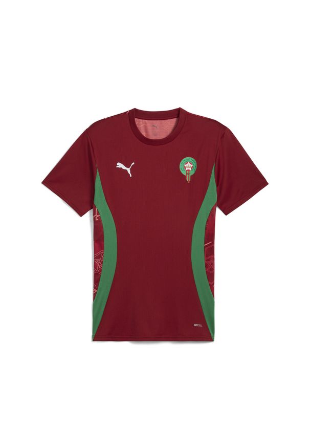 Puma - Męska koszulka przedmeczowa Maroko PUMA Intense Red Archive Green. Kolor: czerwony, zielony, wielokolorowy. Sport: piłka nożna