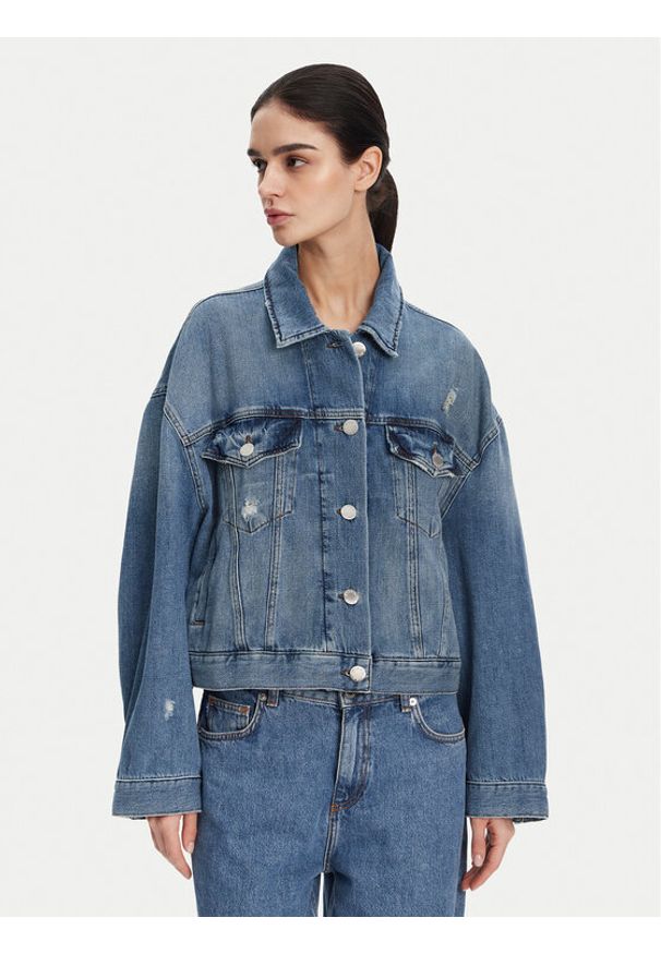 Pinko - PINKO Kurtka jeansowa Gaborone 104644 Niebieski Regular Fit. Kolor: niebieski. Materiał: bawełna