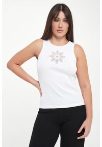 Twinset Milano - Top damski prążkowany z haftem TWINSET. Materiał: prążkowany. Wzór: haft #1