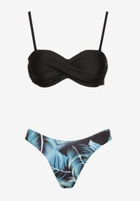 Born2be - Czarne Bikini 3-częściowe Wiązany Biustonosz Majtki Figi i Majtki Bokserki Levinna. Kolor: czarny. Wzór: aplikacja #3