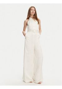 TwinSet - TWINSET Kombinezon 251TT2170 Écru Wide Leg. Kolor: kremowy. Materiał: wiskoza, len #1