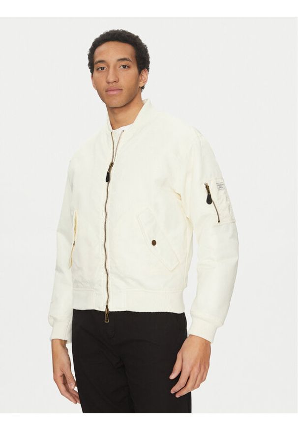 Guess Jeans Kurtka bomber M5RL81 WHAA2 Écru Regular Fit. Kolor: kremowy. Materiał: syntetyk
