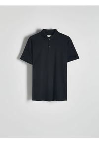 Reserved - Koszulka polo slim - czarny. Typ kołnierza: polo. Kolor: czarny. Materiał: dzianina, bawełna