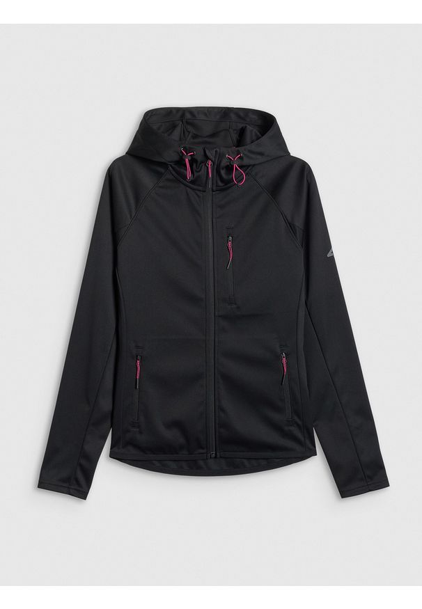 4f - 4F Kurtka softshell wiatroodporna membrana 5000 damska - czarna L. Kolor: czarny. Materiał: softshell. Sport: turystyka piesza