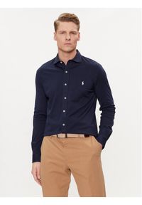 Polo Ralph Lauren Koszula 710899386003 Granatowy Slim Fit. Typ kołnierza: polo. Kolor: niebieski. Materiał: bawełna